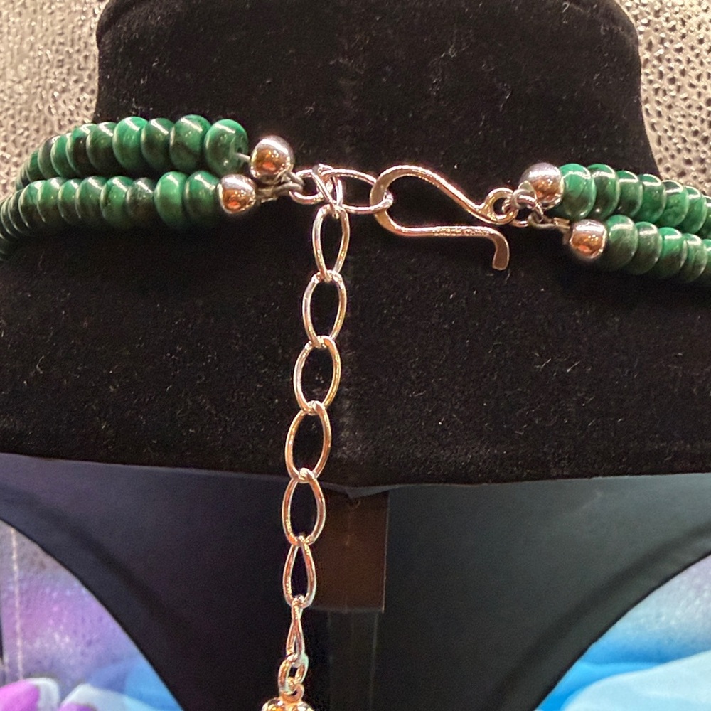 Jay King Malachite & Sterling Silver Pendant Necklace. - Picture 3 of 7